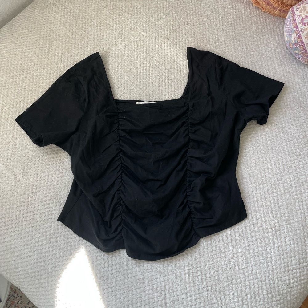 ARULA Black Ruched Blouse